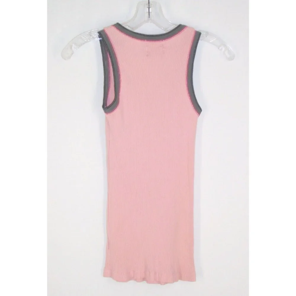 Skinny Minnie Tank Top M Buffalo Bills Rough Riders Pink Ribbed Dirty Wash - Picture 3 of 6